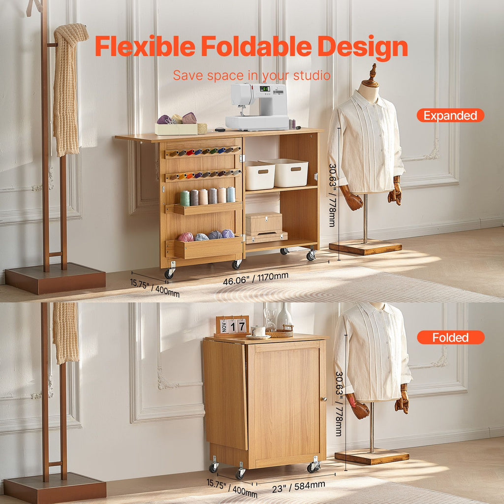 Folding Sewing Table with Storage – product view 3 of 12