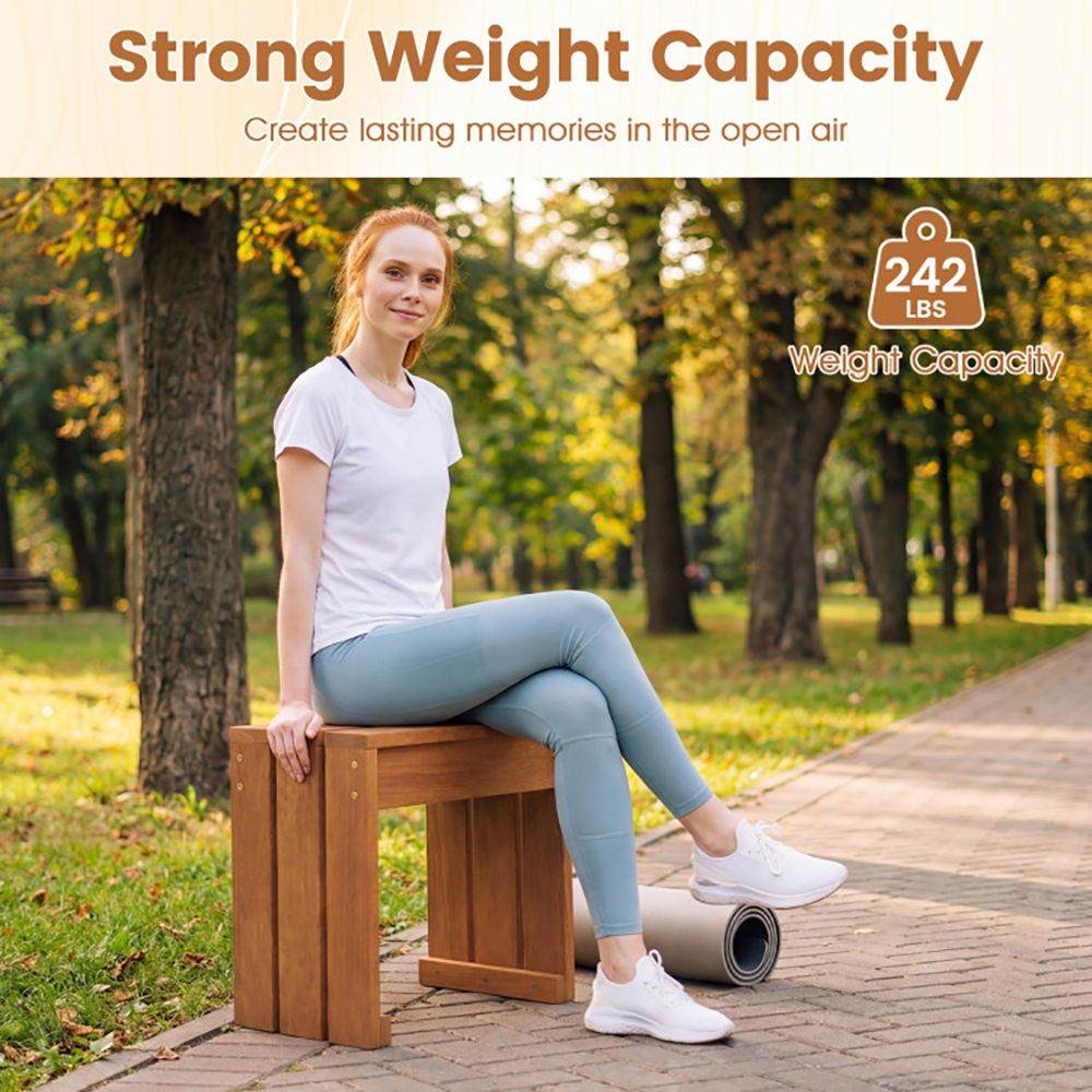 Single-Seat Hardwood Backless Garden Bench – product view 9 of 12