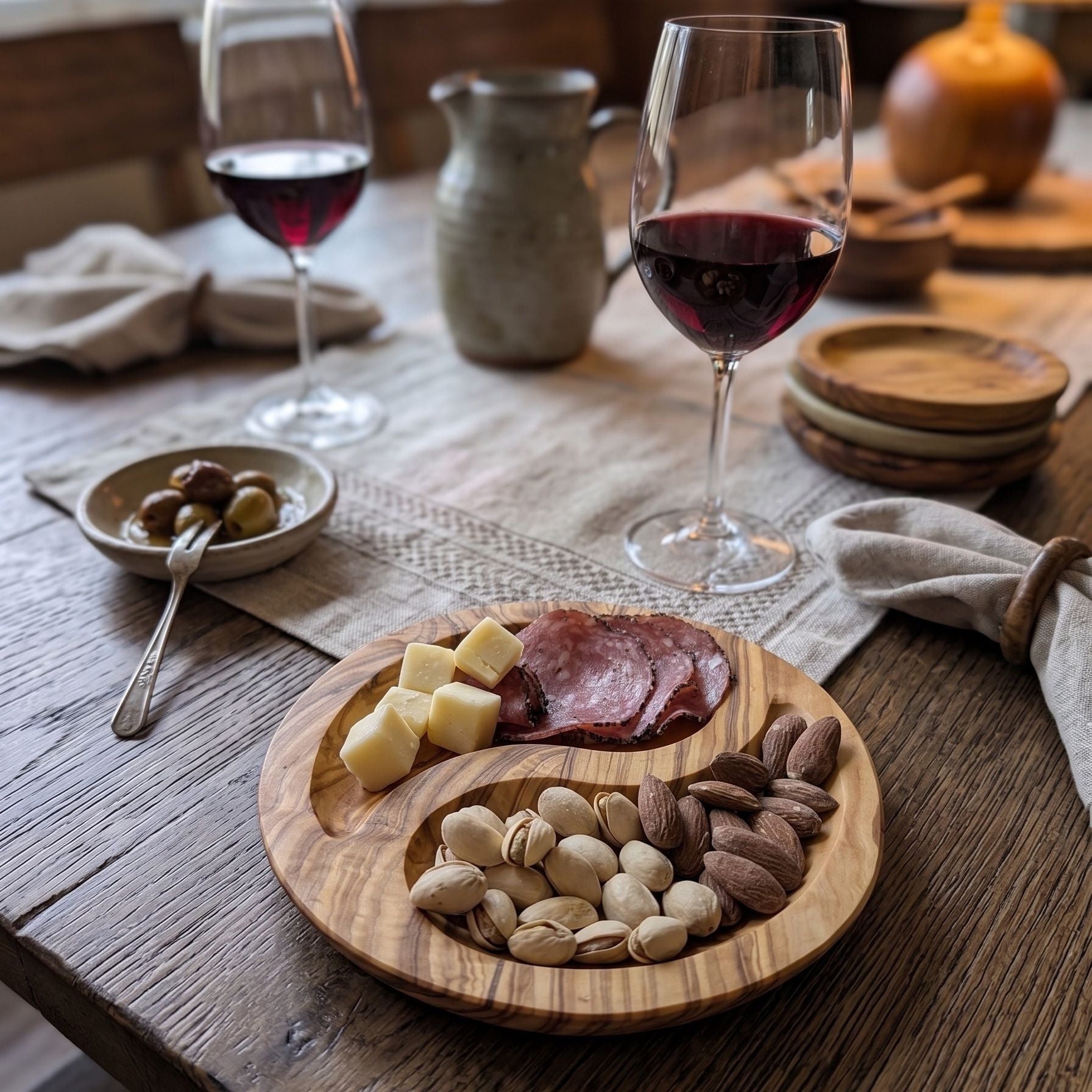 7-Inch Olive Wood Divided Snack Dish – product view 2 of 7