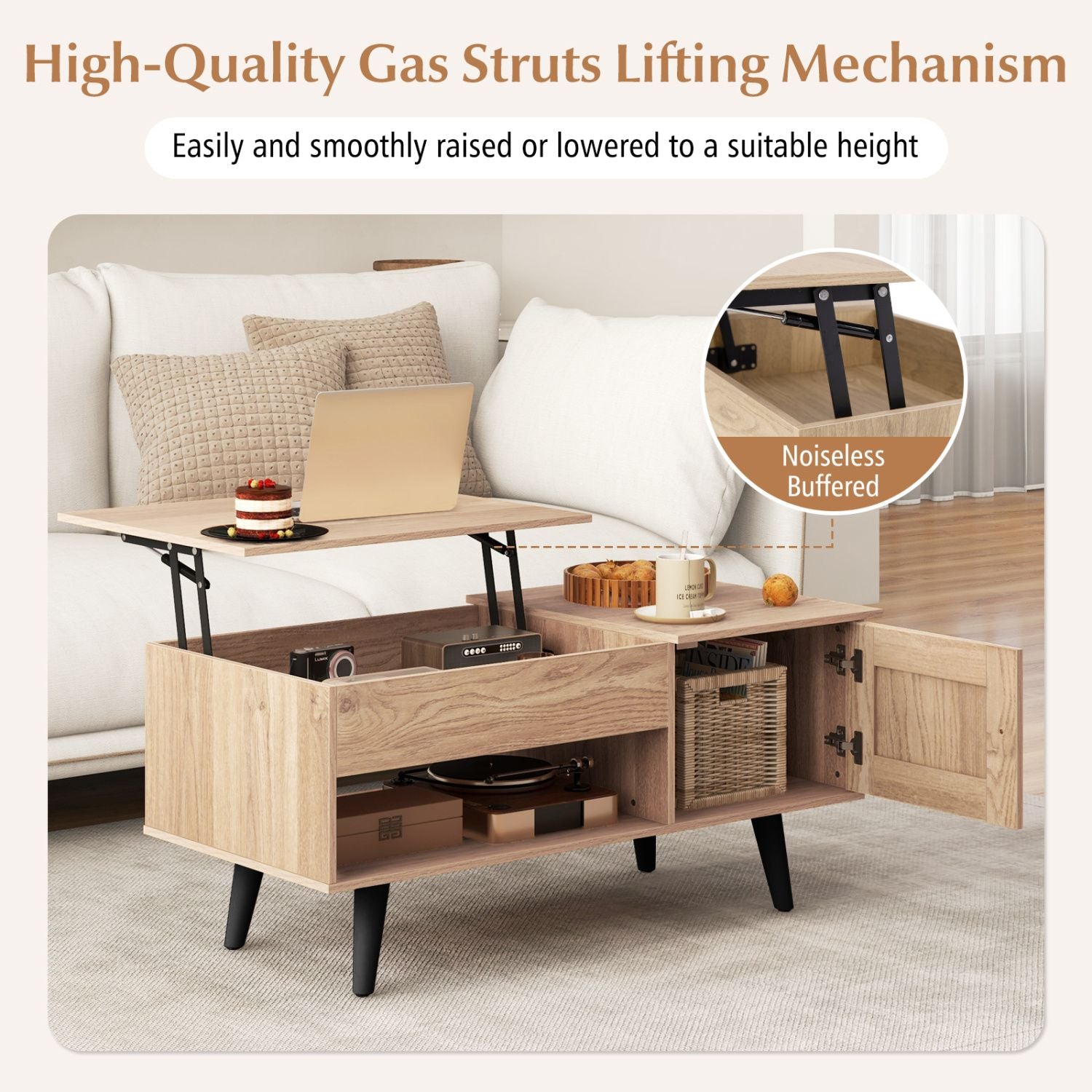 Lift-Top Coffee Table with Hidden Storage – product view 8 of 11