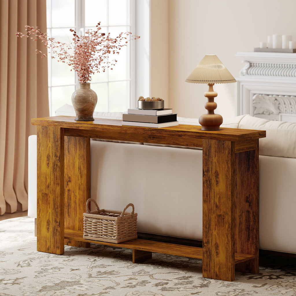 63-Inch Distressed Brown Console Table – product view 9 of 11