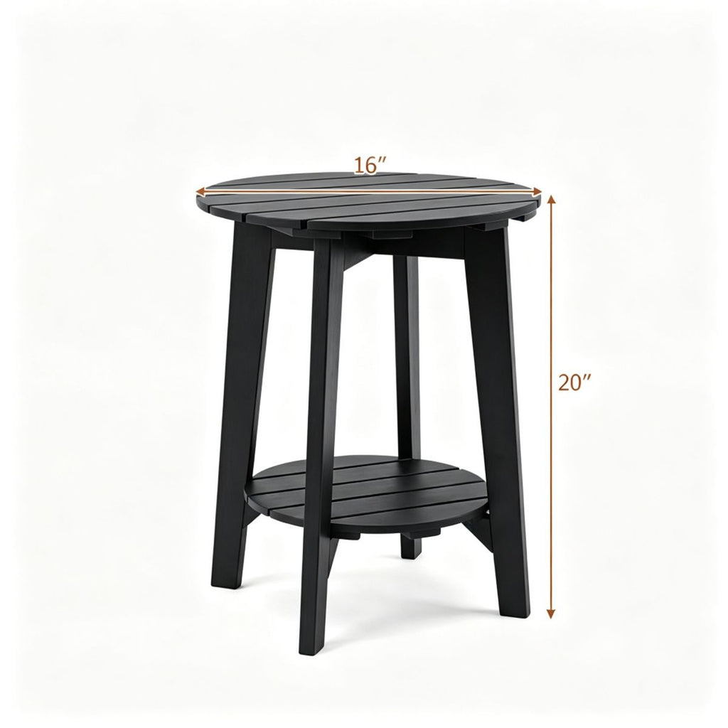 2-Tier Black Eucalyptus Patio Side Table – product view 3 of 9