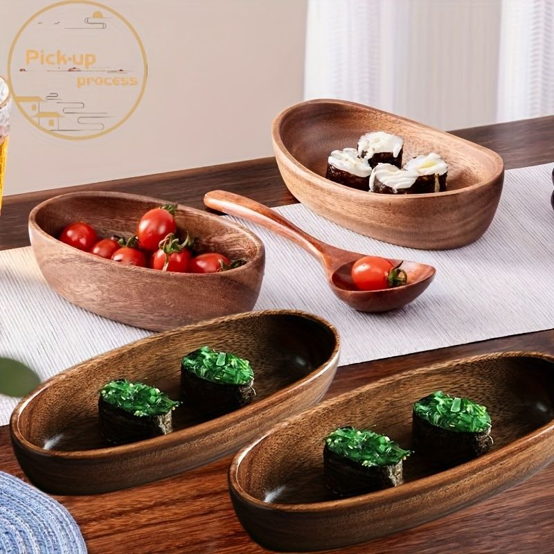 Set of 4 Japanese-Style Wooden Sushi Platters – product view 8 of 10