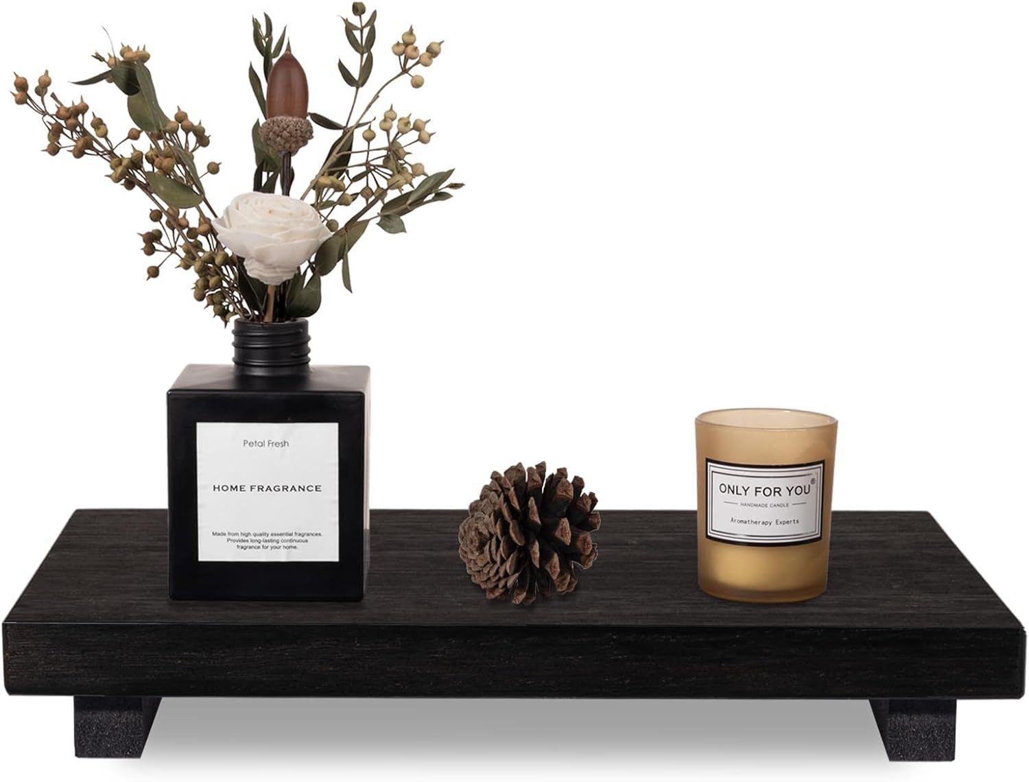 11.8-Inch Black Wood Pedestal Tray – main product view