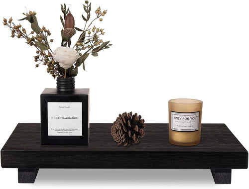 11.8-Inch Black Wood Pedestal Tray – main product view