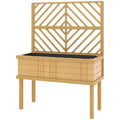 Elevated Wood Planter with Trellis for Climbing Plants, Raised Garden Bed with Legs and Drainage Holes, Natural Wood – main product view