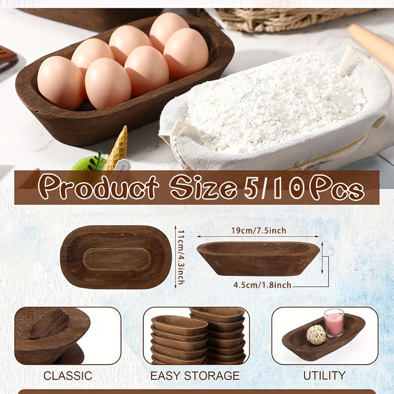 Set of 5 Rustic Wood Dough Bowls – product view 3 of 8
