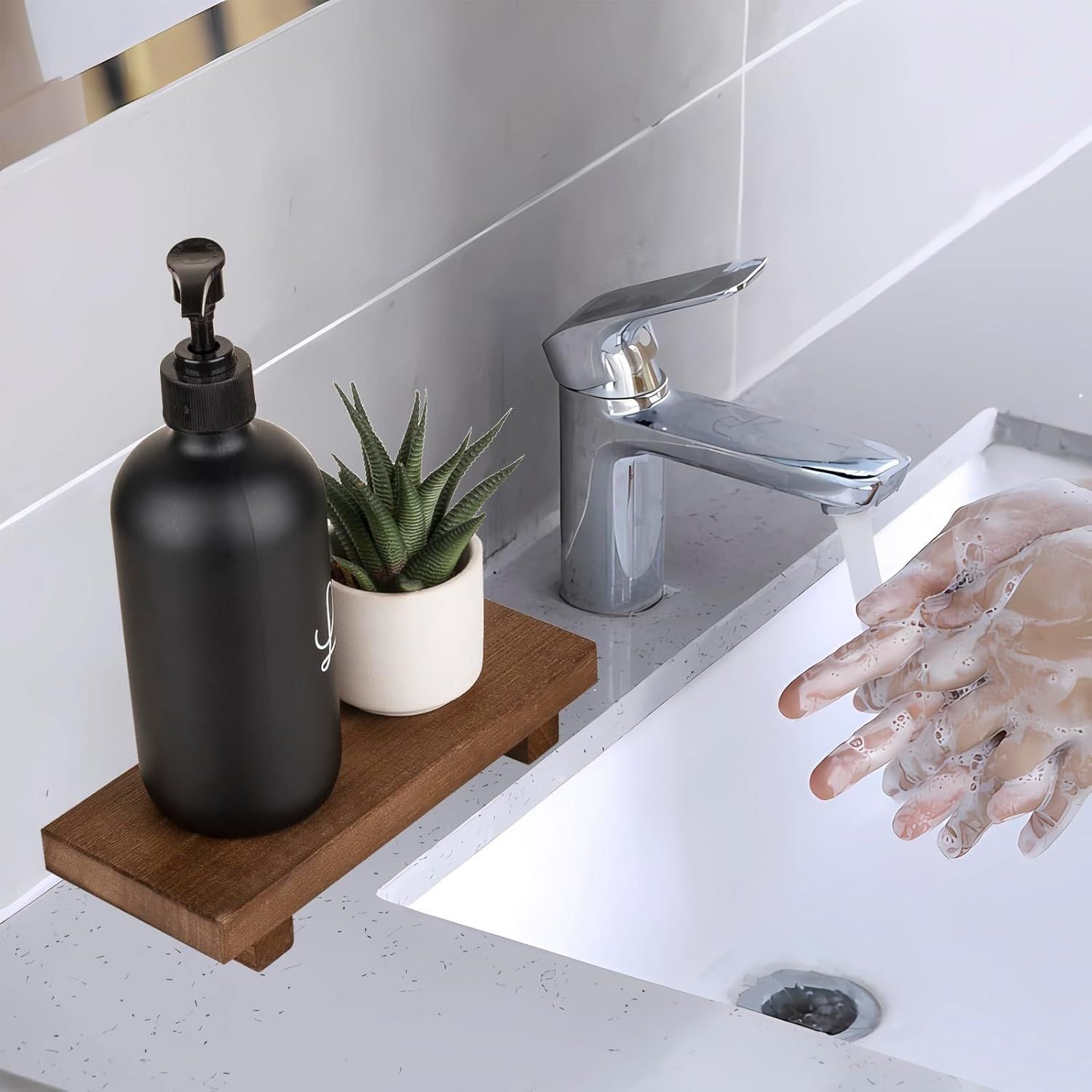 Small Walnut Wood Pedestal Tray – product view 5 of 5