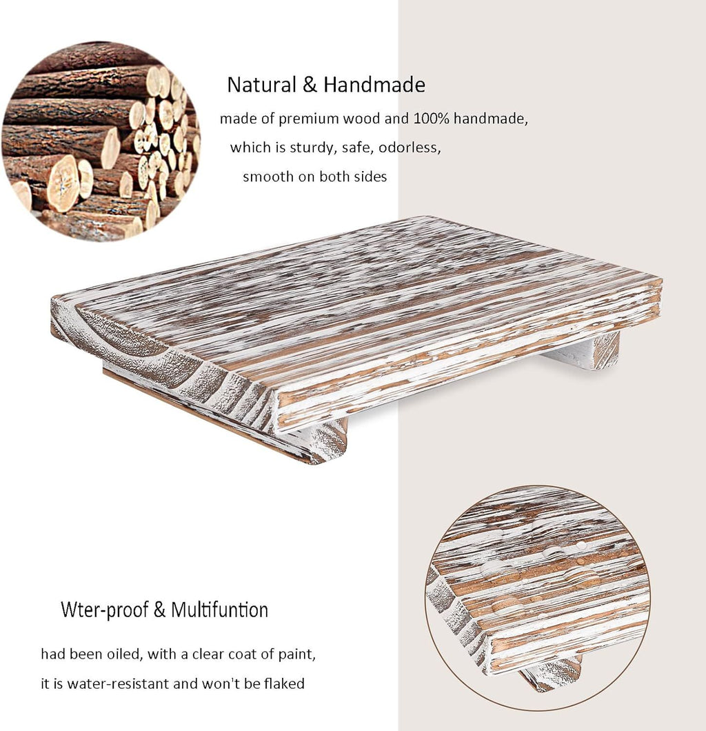 9-Inch Retro White Wood Pedestal Tray – product view 5 of 5