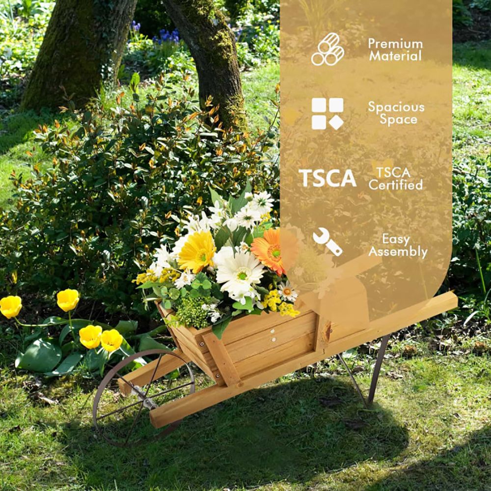 1PC Wooden Wagon Planter with 9 Magnetic Accessories for Garden Yard – product view 8 of 10