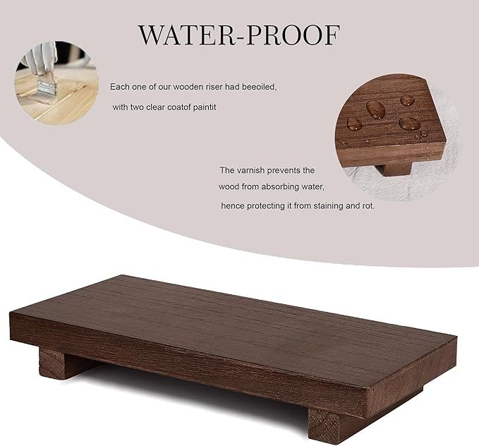 10-Inch Walnut Wood Pedestal Tray – product view 3 of 4