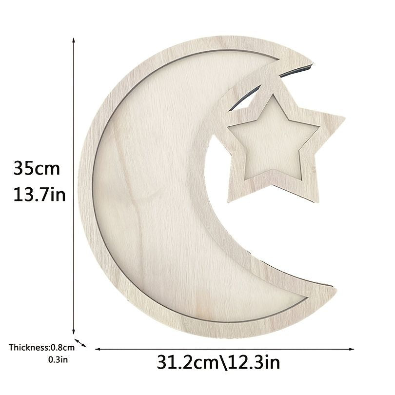 Wooden Eid Moon and Star Dessert Tray – product view 4 of 6