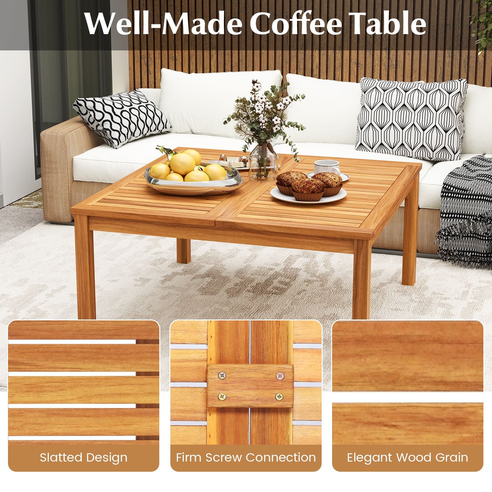 35.5-Inch Acacia Patio Coffee Table – product view 8 of 9