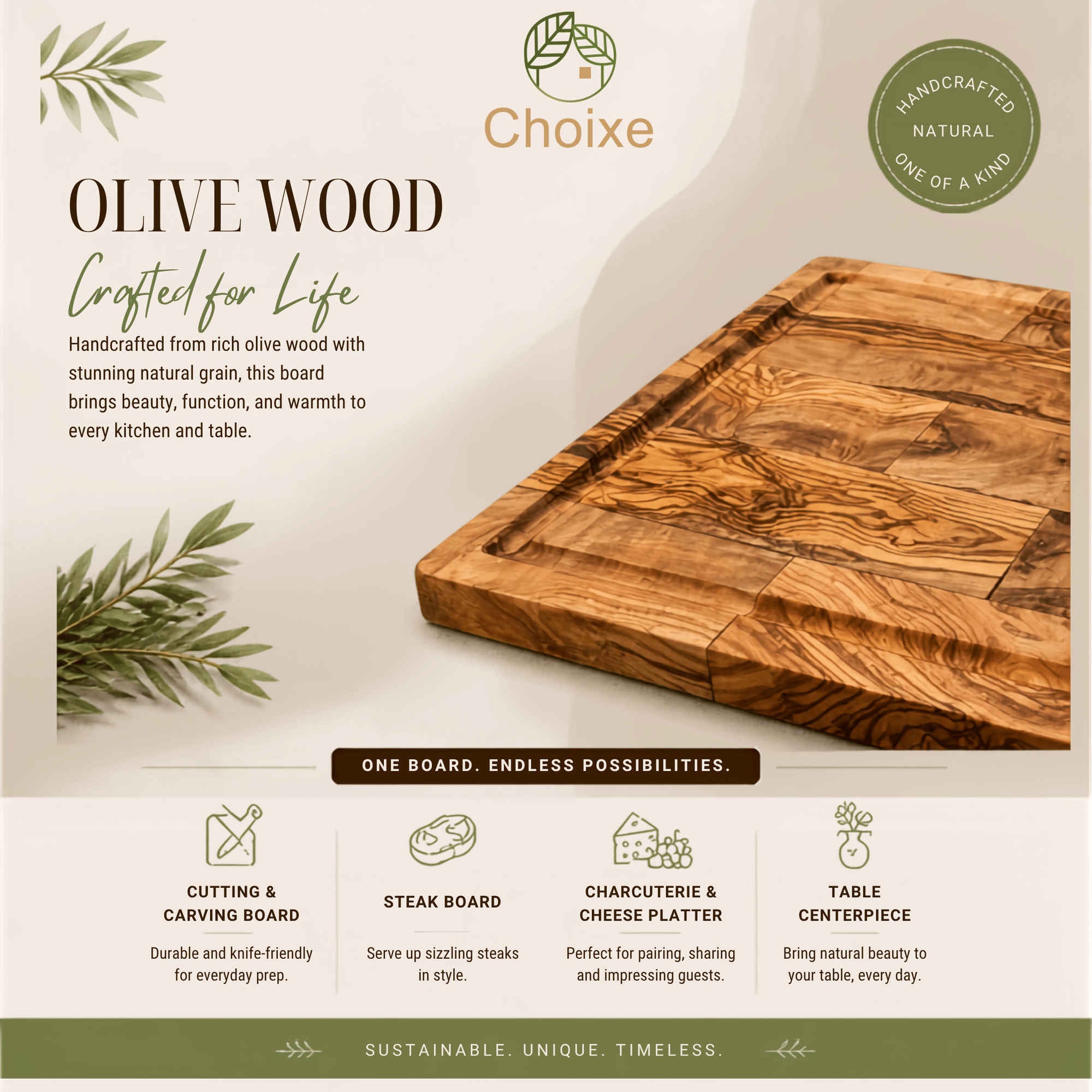15.5-Inch Olive Wood Cutting Board – product view 4 of 7