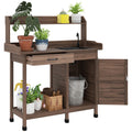 Fir Wood Potting Bench with Sink and Cabinet – main product view