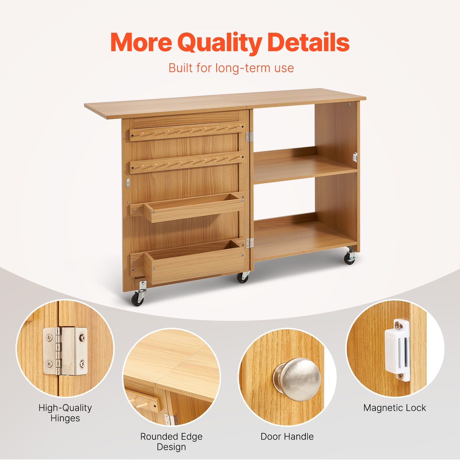 Folding Sewing Table with Storage – product view 6 of 12