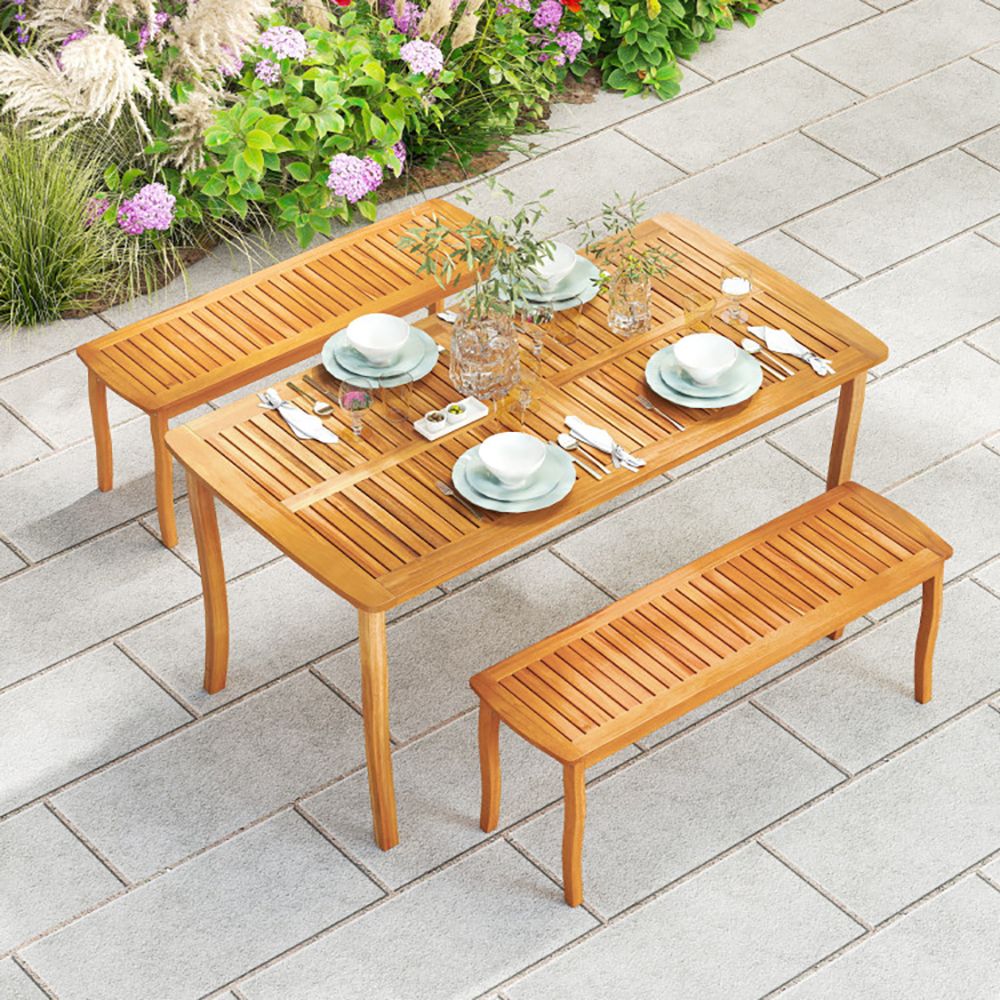 63-Inch Outdoor Dining Table with Umbrella Hole – product view 2 of 9