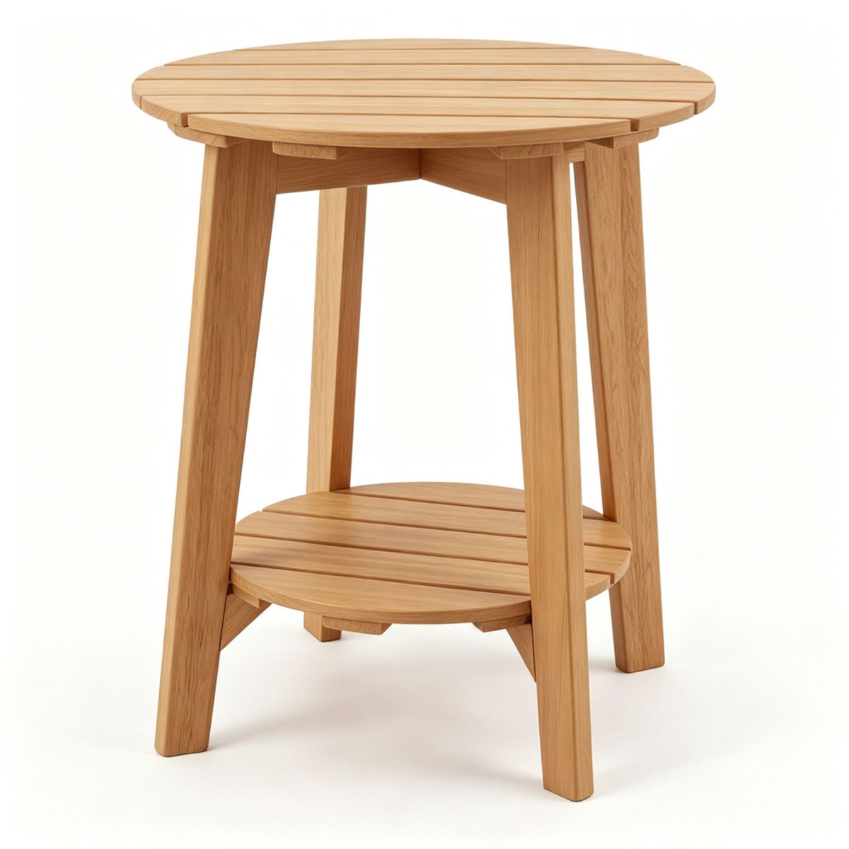 2-Tier Natural Eucalyptus Patio Side Table – product view 4 of 10