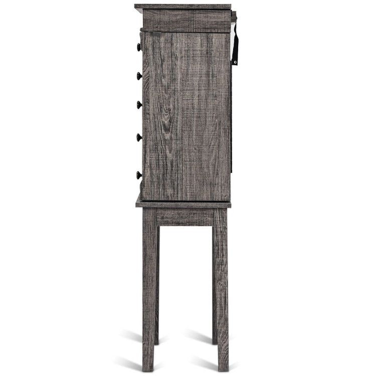 Standing Jewelry Cabinet with 5 Drawers and Mirror – product view 7 of 12