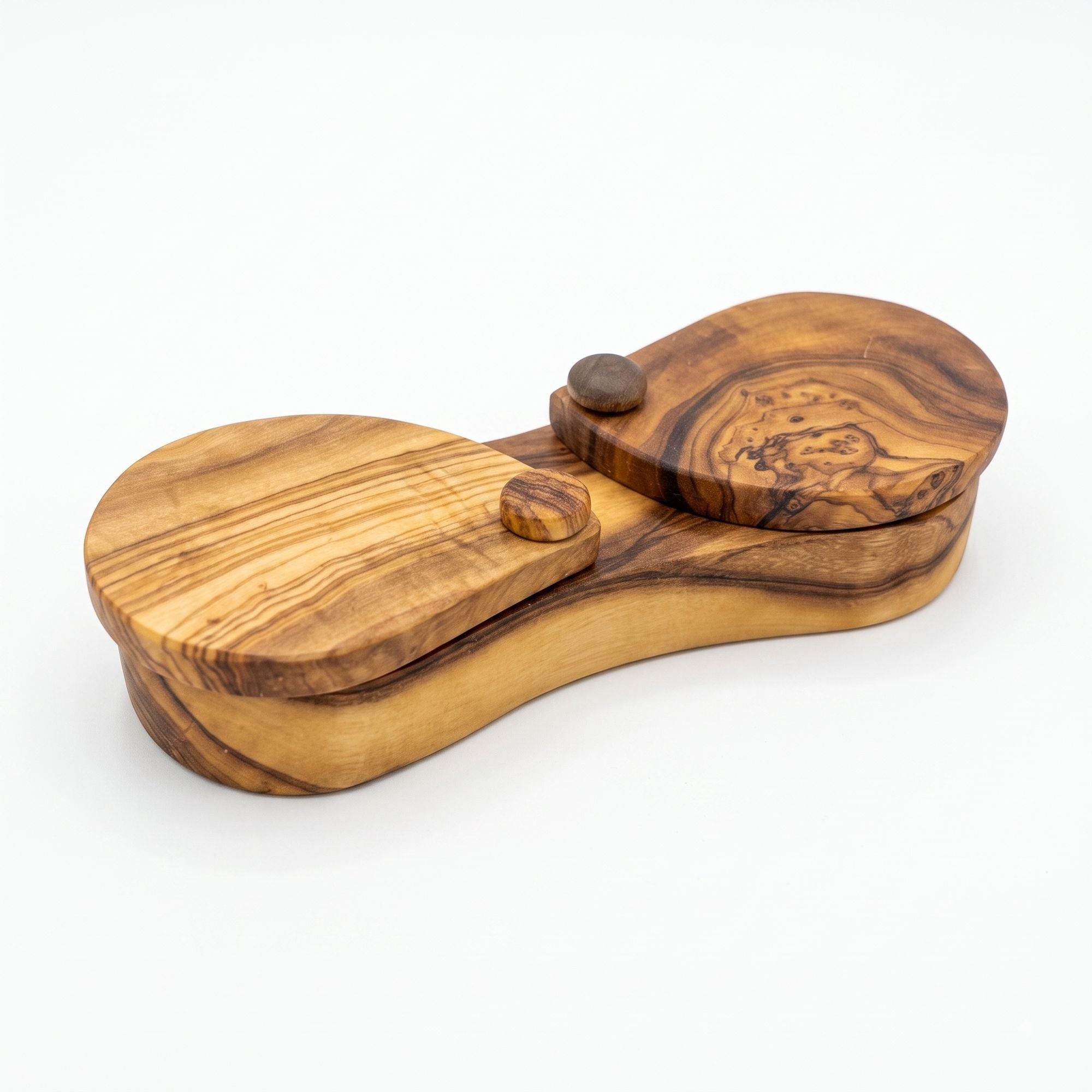 Olive Wood Dual Spice Box with Swivel Lids – product view 8 of 8