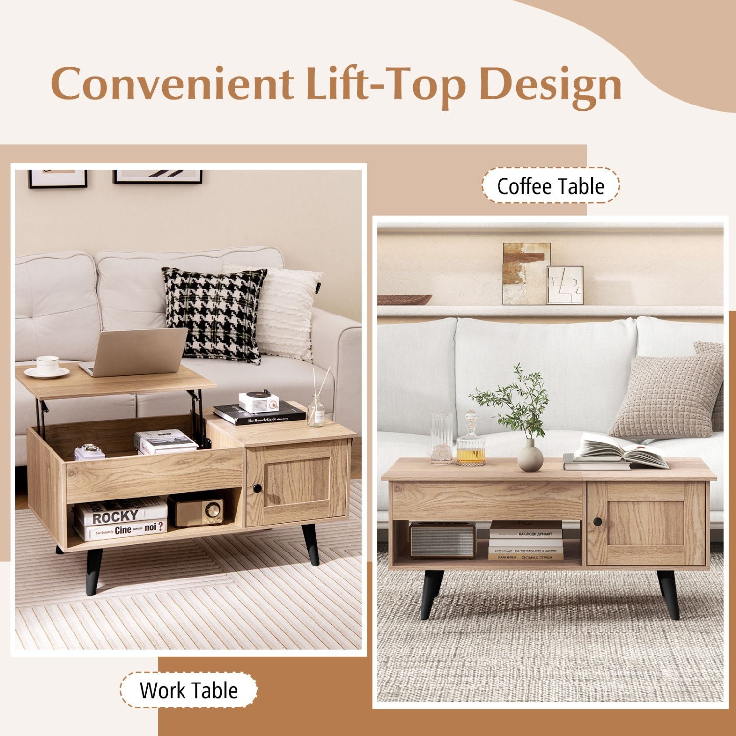 Lift-Top Coffee Table with Hidden Storage – product view 9 of 11