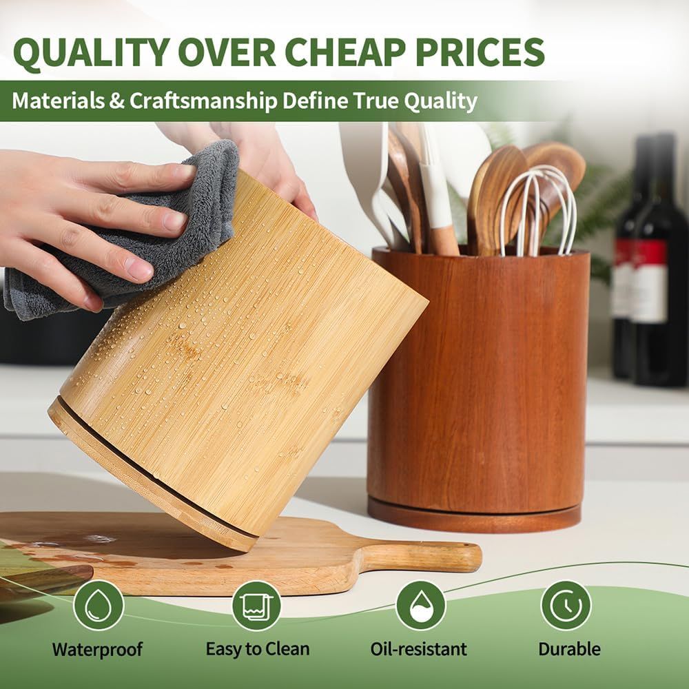 7.3-Inch Rotating Bamboo Utensil Holder – product view 6 of 7