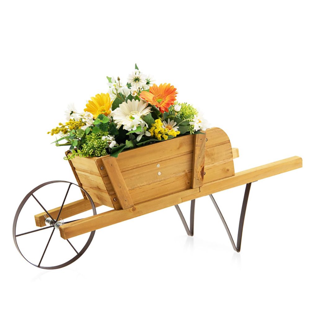 1PC Wooden Wagon Planter with 9 Magnetic Accessories for Garden Yard – product view 2 of 10