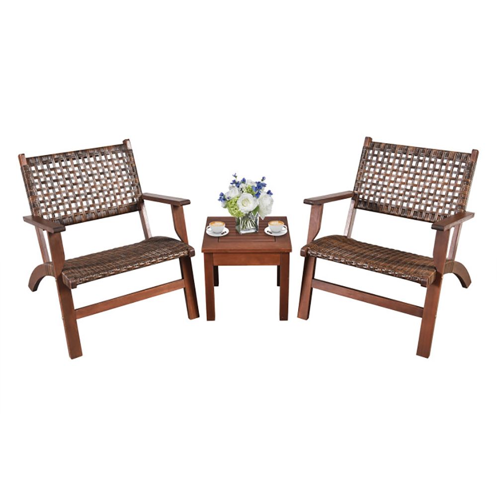 3-Piece Eucalyptus Rattan Patio Set – product view 8 of 10