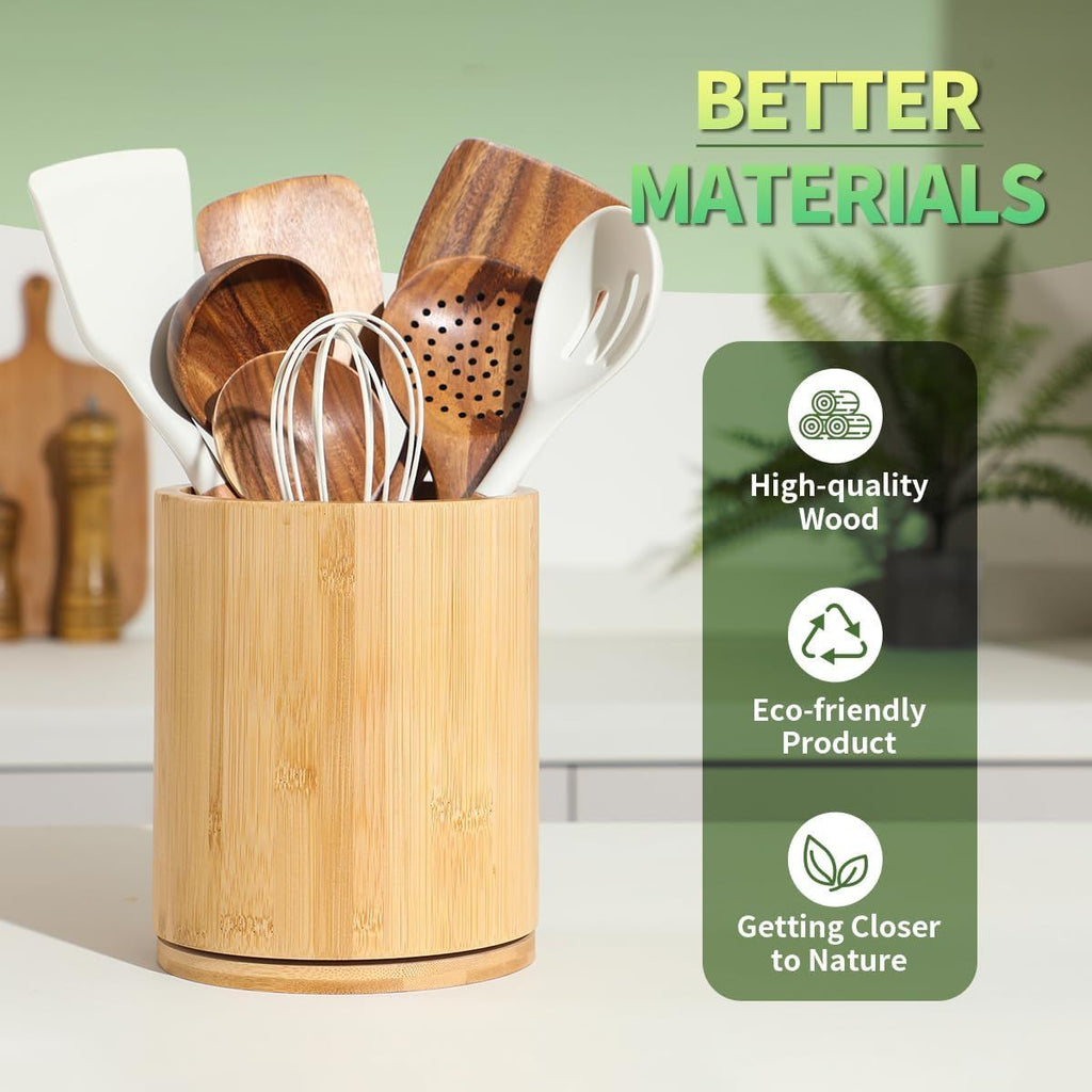7.3-Inch Rotating Bamboo Utensil Holder – product view 4 of 7