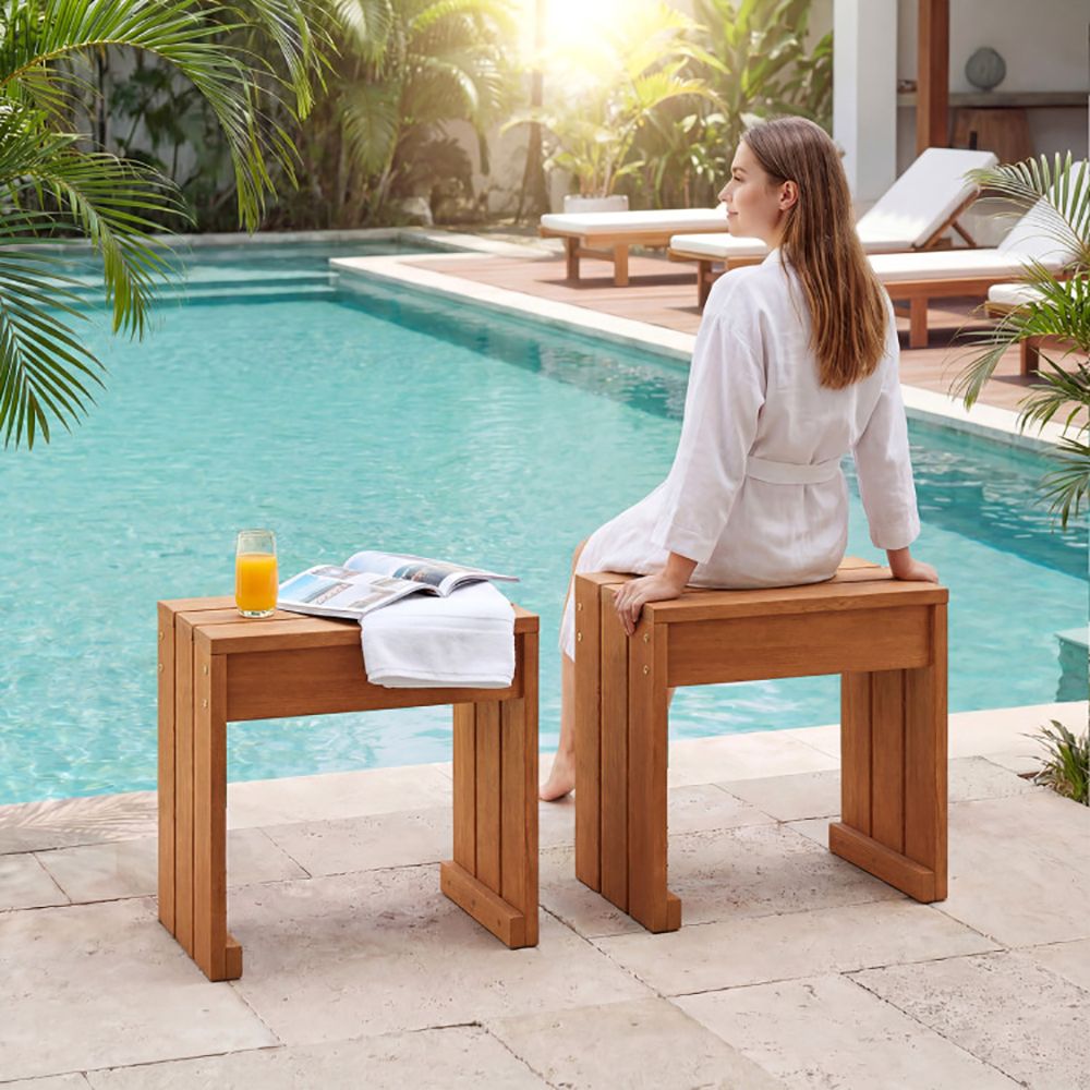 Single-Seat Hardwood Backless Garden Bench – product view 2 of 12