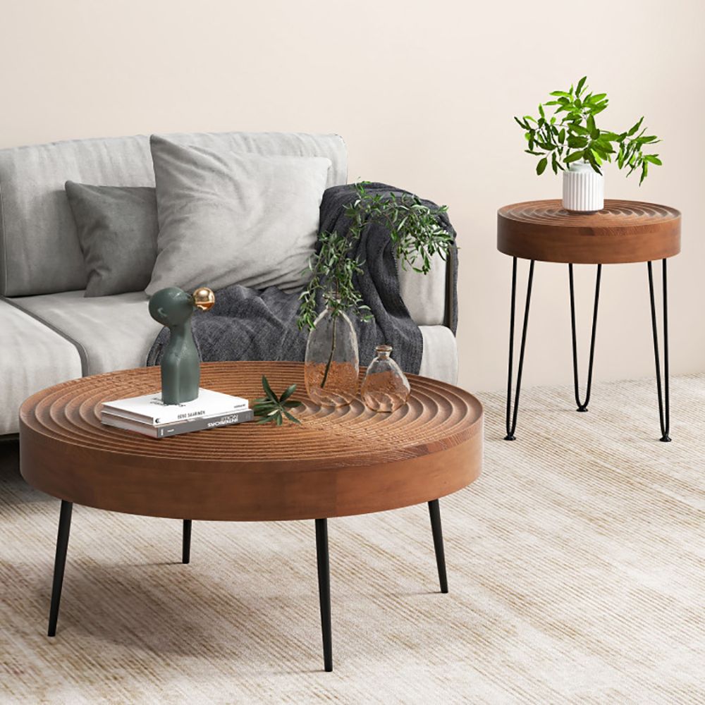 Set of 2 Ring-Pattern Round Farmhouse Tables – product view 6 of 10