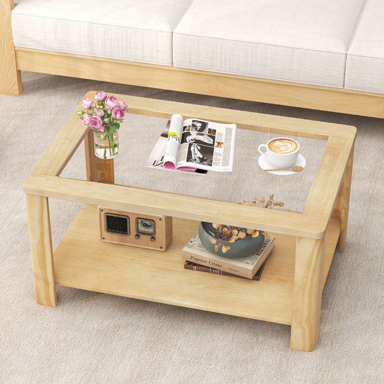 2-Tier Tempered Glass Coffee Table – product view 3 of 10