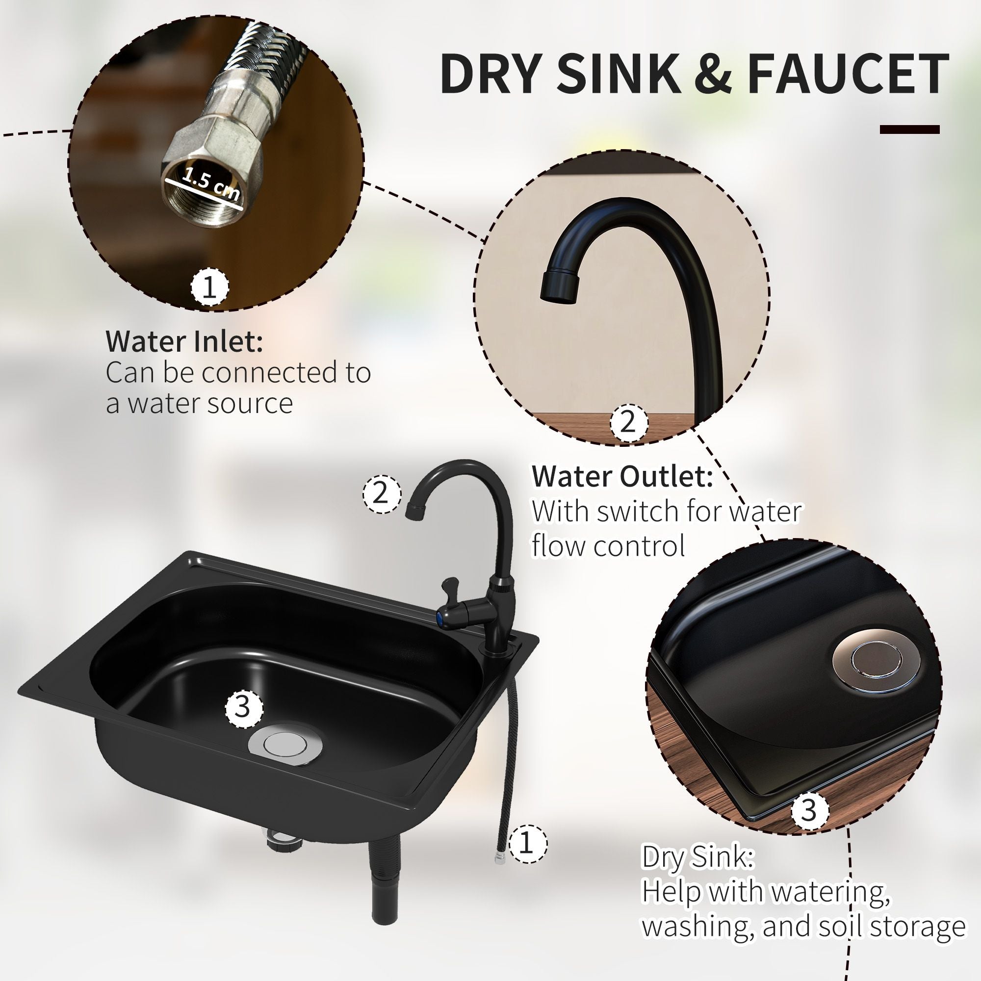 Fir Wood Potting Bench with Sink and Cabinet – product view 5 of 11