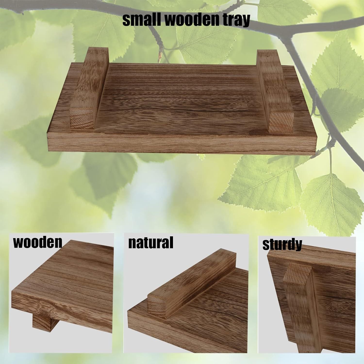 9-Inch Brown Wood Pedestal Tray – product view 7 of 8