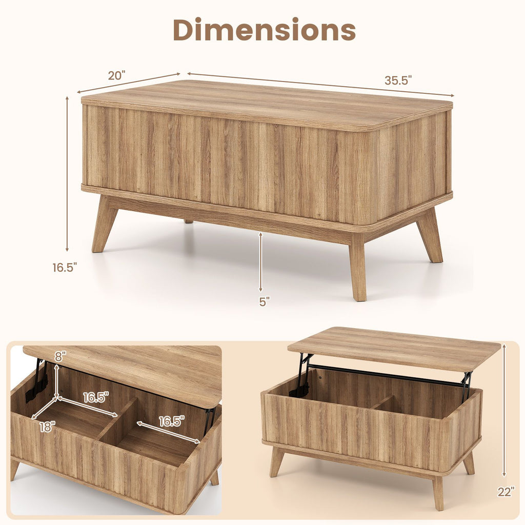 35.5-Inch Fluted Lift-Top Coffee Table – product view 5 of 12