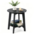 2-Tier Black Eucalyptus Patio Side Table – main product view