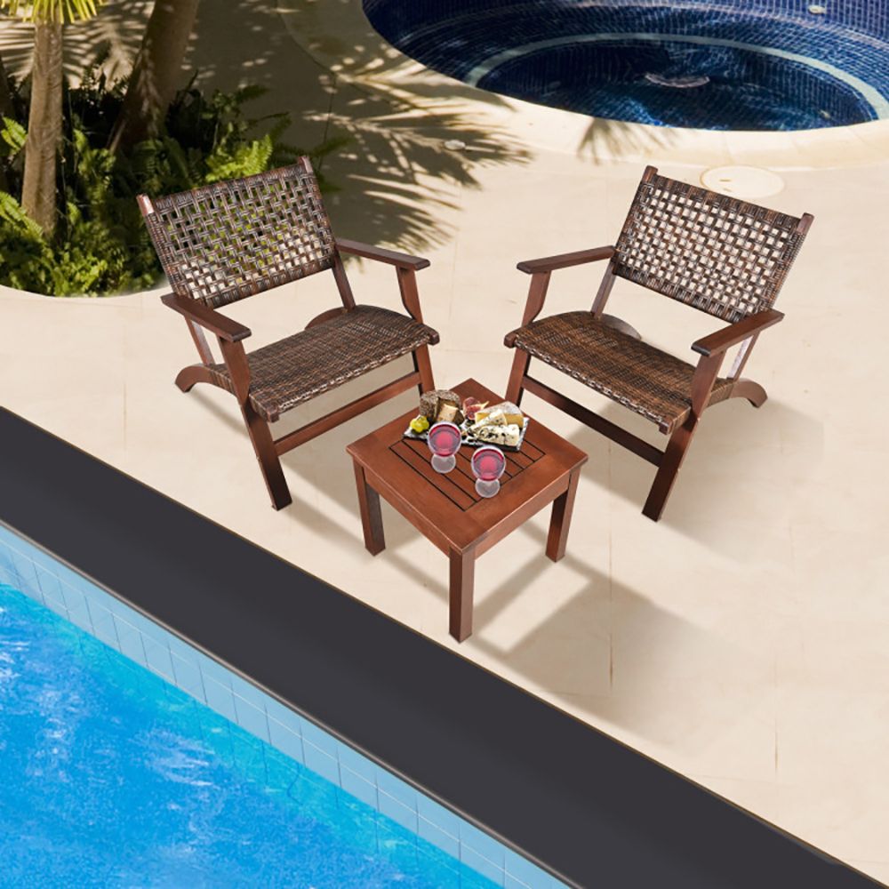 3-Piece Eucalyptus Rattan Patio Set – product view 7 of 10