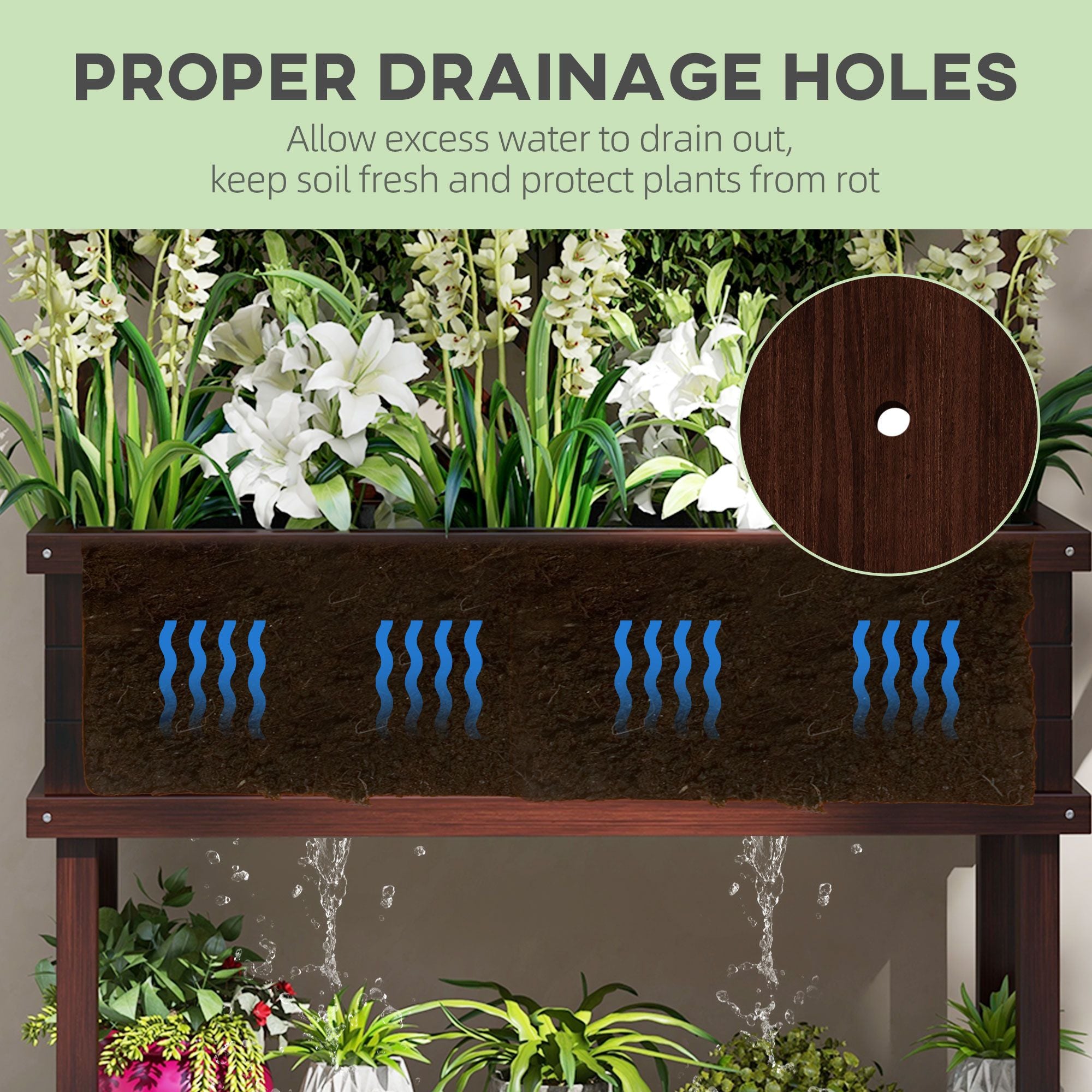 Raised Garden Bed with Trellis Wooden Elevated Planter Box Outdoor for Climbing Plants with Drainage Carbonized – product view 6 of 11