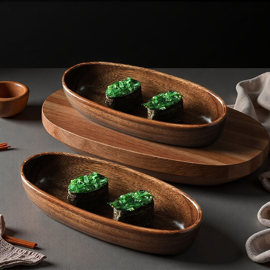 Set of 4 Japanese-Style Wooden Sushi Platters – product view 7 of 10