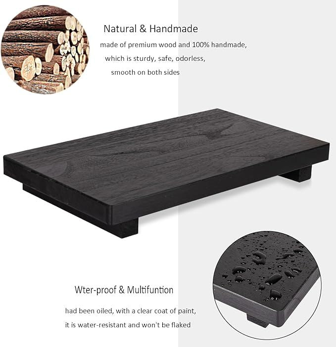 11.8-Inch Black Wood Pedestal Tray – product view 4 of 4