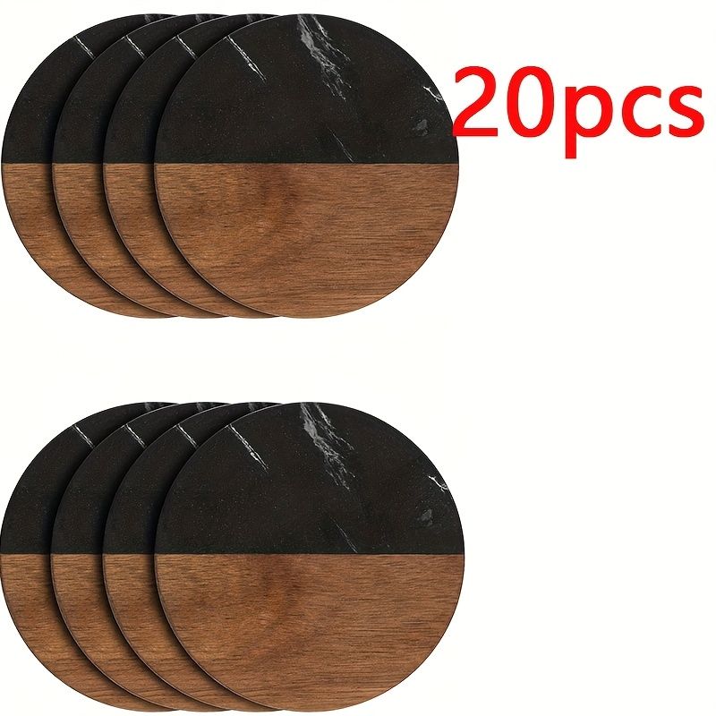 Set of 20 Marble-Pattern Wooden Coasters – main product view