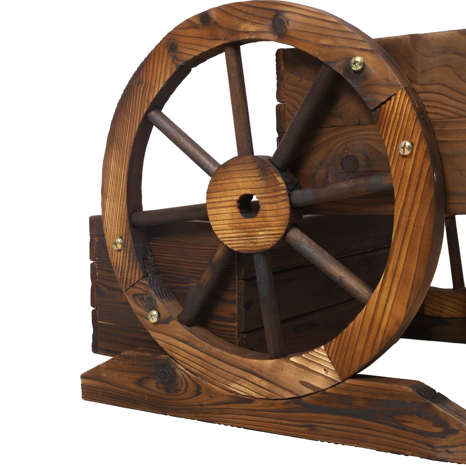 2-Tier Fir Wood Wagon Planter with Wheels – product view 3 of 9