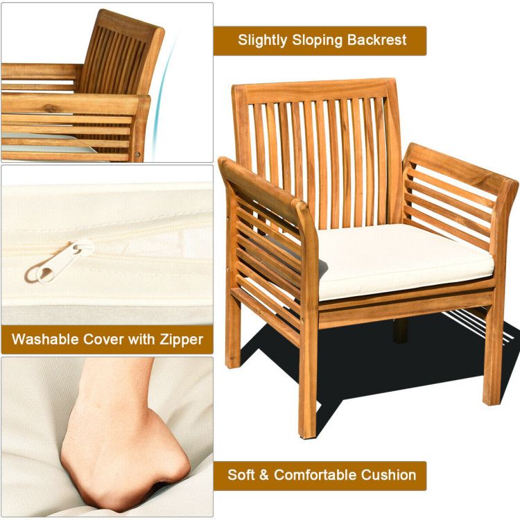 4-Piece Acacia Patio Sofa Set with Coffee Table – product view 5 of 10