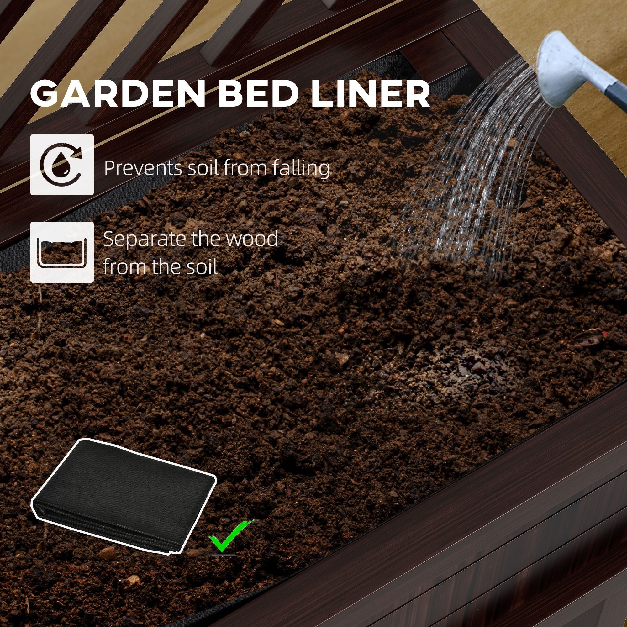 Raised Garden Bed with Trellis Wooden Elevated Planter Box Outdoor for Climbing Plants with Drainage Carbonized – product view 5 of 11