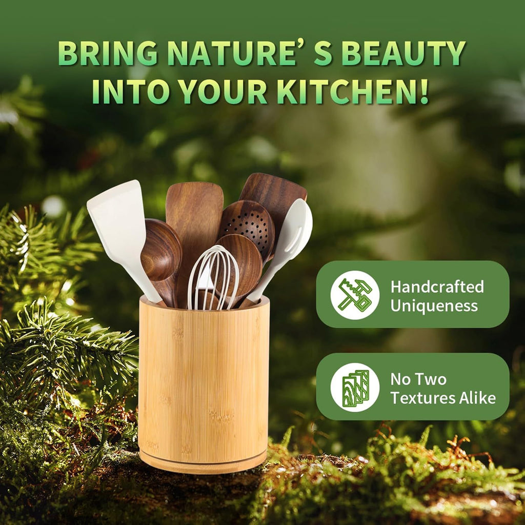 7.3-Inch Rotating Bamboo Utensil Holder – product view 3 of 7