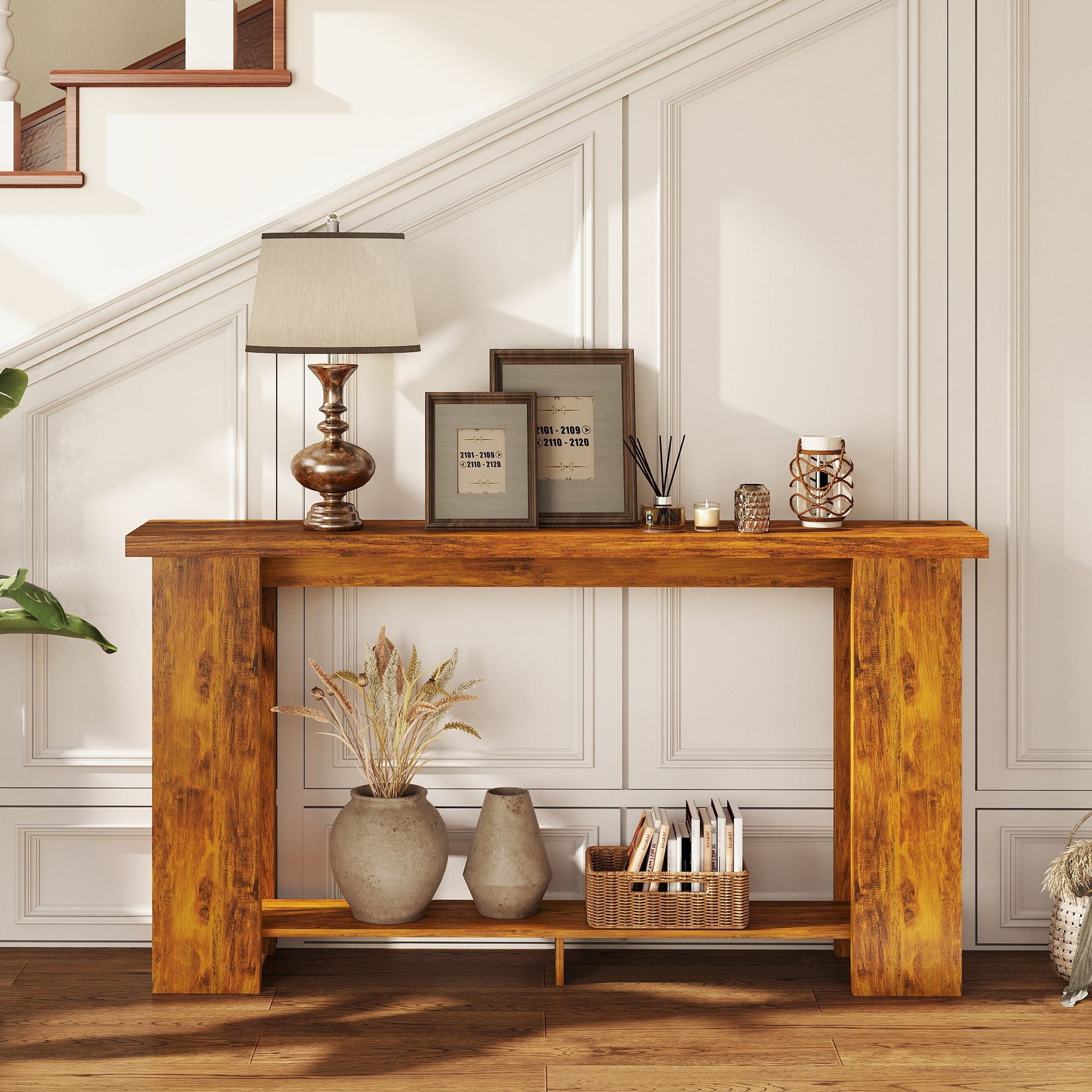 63-Inch Distressed Brown Console Table – product view 7 of 11