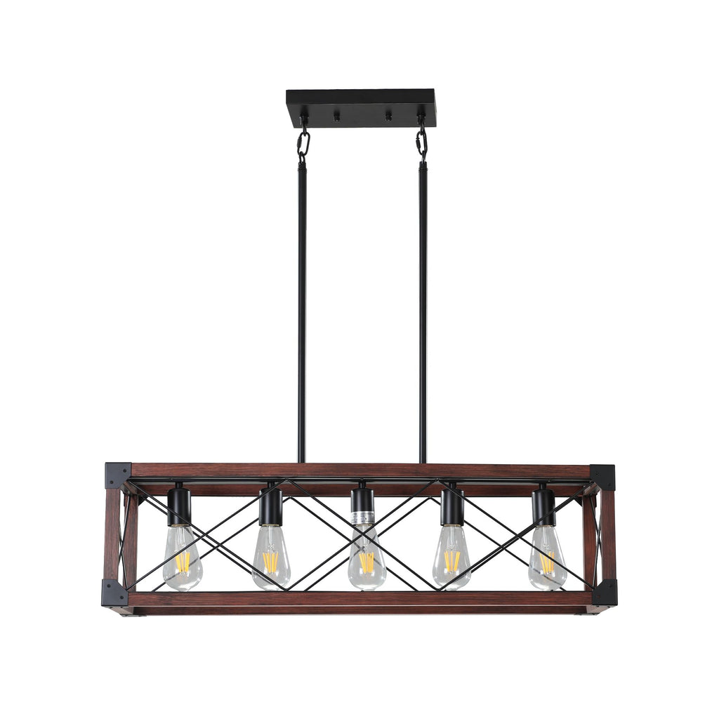 32-Inch 5-Light Farmhouse Wood Chandelier – main product view