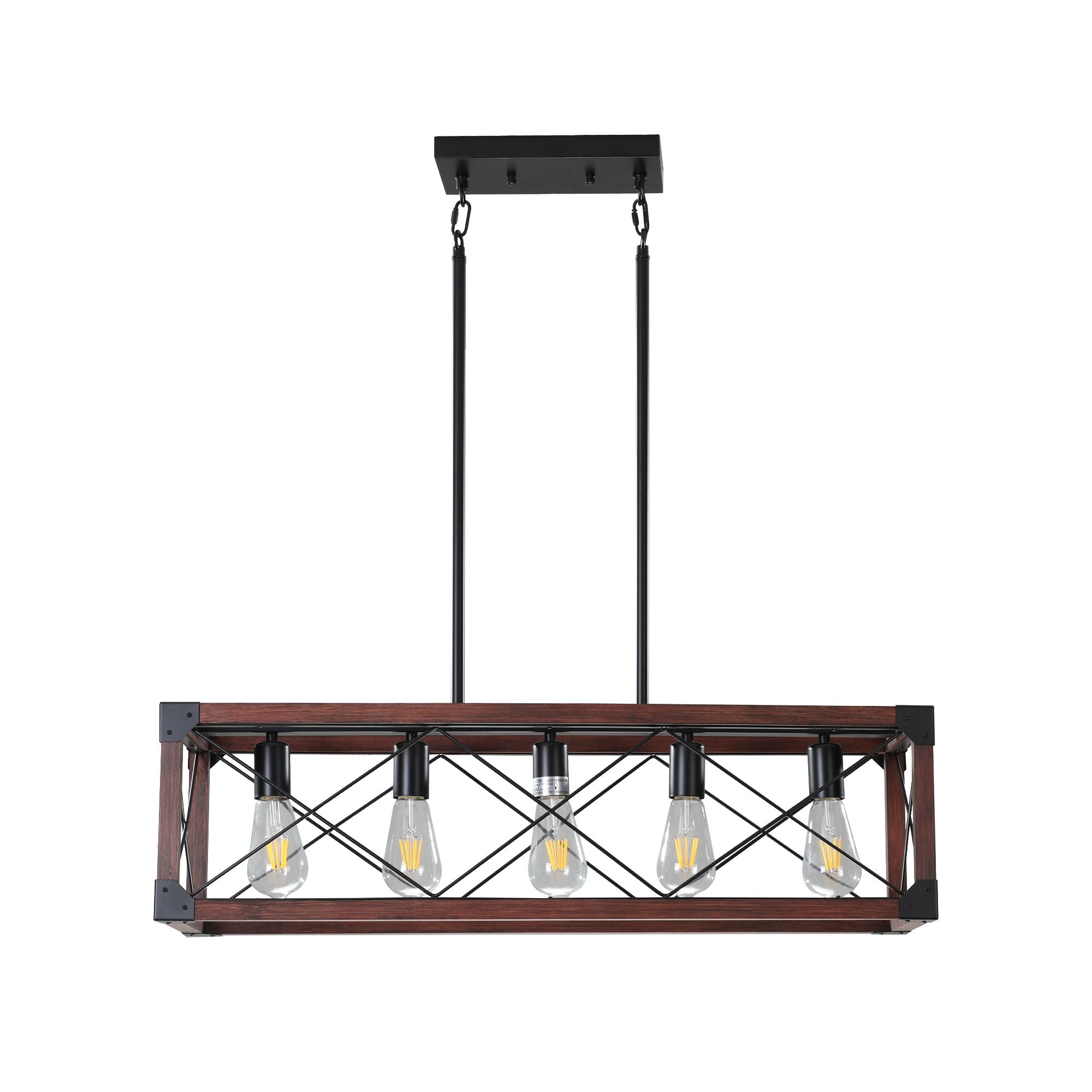 32-Inch 5-Light Farmhouse Wood Chandelier – main product view