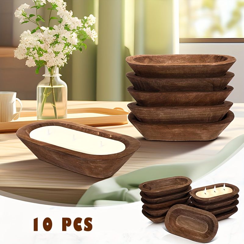 Set of 5 Rustic Wood Dough Bowls – product view 4 of 8