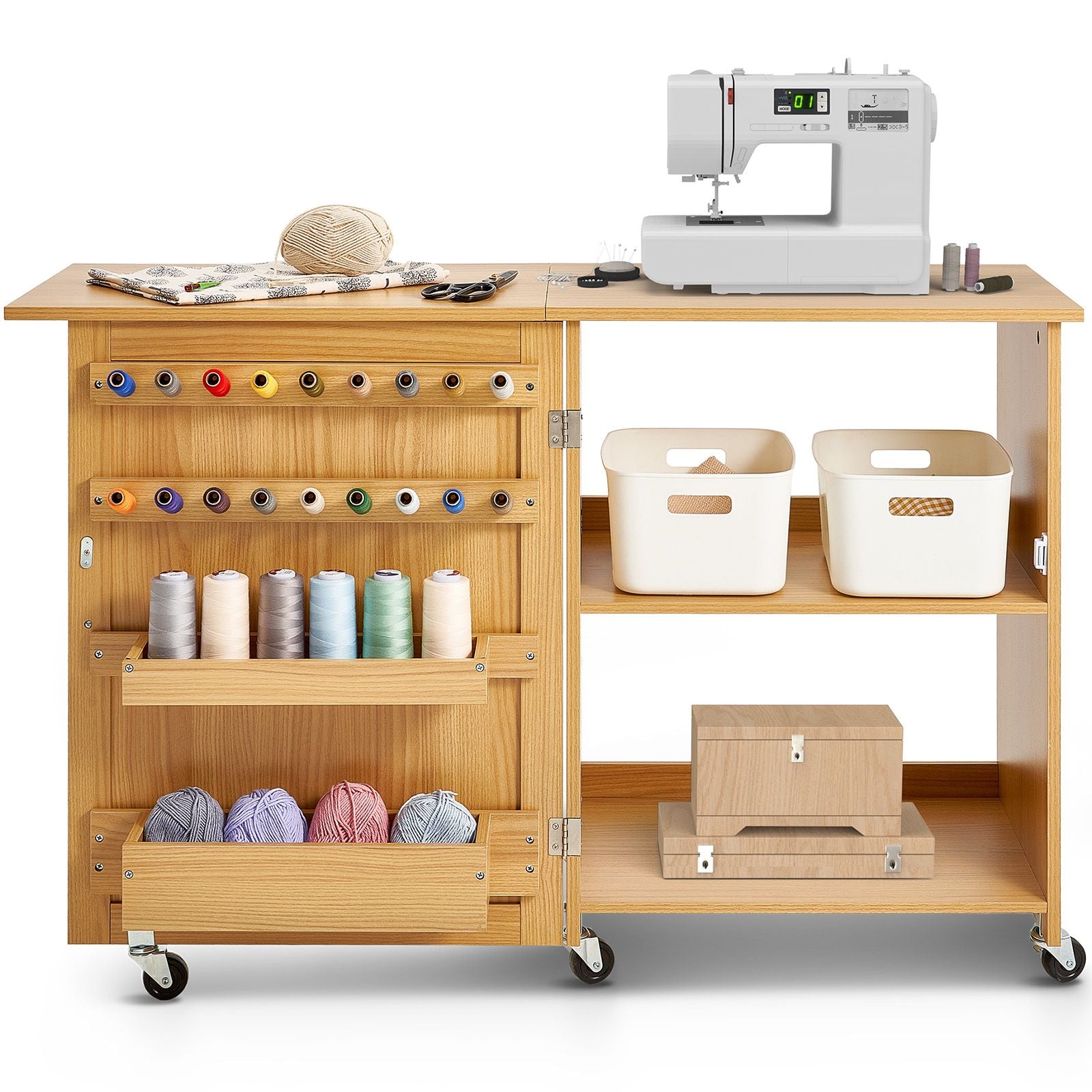 Folding Sewing Table with Storage – product view 9 of 12
